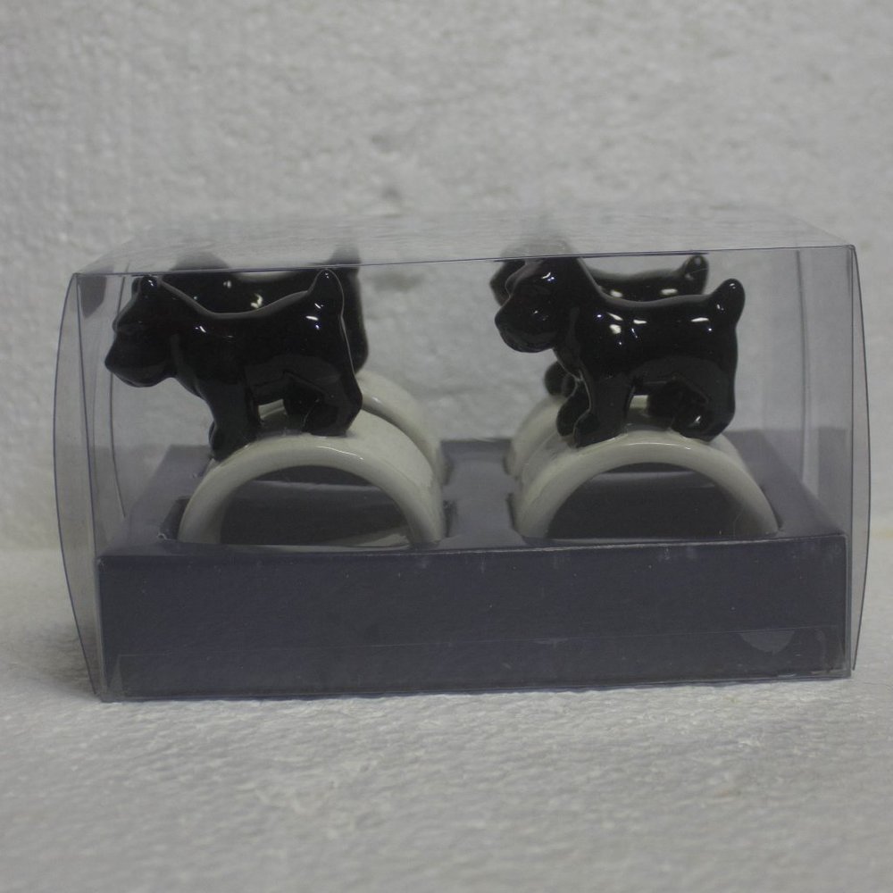 Thomas O'Brian Scottie Puppy Napkin Rings /Set of 4 New in Box